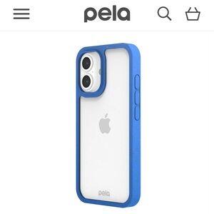 BRAND NEW Pela iPhone 16 Clear Phone Case with Electric Blue Ridge